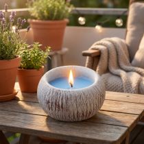 Article Bougie Citronnelle Bol Céramique Bleu Vintage Balcon H8cm