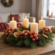 Article Mini boules de Noël sur fil de verre rouge orange 2,5cm 140pcs