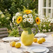 Article Vase citron cruche décorative en céramique jaune citron H18,5cm