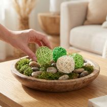 Article Boules de rotin vert clair vert crème assorties rotin Ø5cm 24 pcs