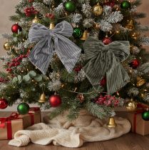 Article Nœud décoratif à suspendre, nœud de Noël, velours côtelé, 24 cm, lot de 2