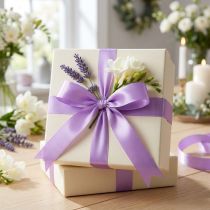 Article Ruban cadeau et décoration, ruban taffetas, lilas, 8 mm, 50 m