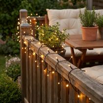 Article Guirlande lumineuse riz LED années 80 6m pour extérieur blanc chaud
