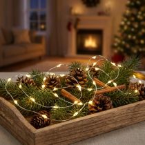 Article Chaine lumineuse LED fil lumineux avec piles blanc chaud 100 1.59m