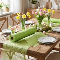 Article Chemin de table décoratif non tissé Sizoweb, vert clair, 30 cm de large, 25 m de long