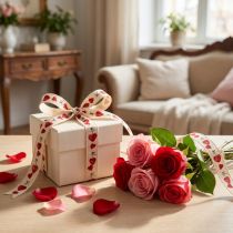 Article Ruban cadeau coeurs ruban coton décoratif 15mm 20m