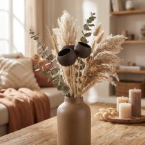 Article Fleurs séchées coupelles décoratives en cloche sur tige noir 44cm 3 pcs