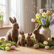 Article Lapin floqué marron 11cm, 13,5cm 6 pcs