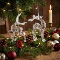 Article Décoration d'arbre de Noël cerf figurine décorative acrylique 12,5/15cm 2pcs