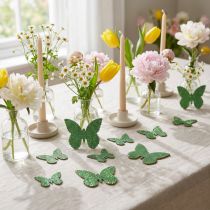 Article Décoration à disperser papillon vert pailleté 5/4/3cm 24 pcs