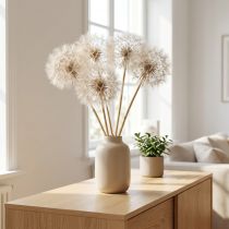 Article Pissenlits géants décoratifs séchés pour intérieur moderne, 12 cm, lot de 4