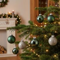Article Boules de Noël vert gris sapin boules en verre Ø6cm 24 pcs