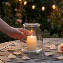 Article Lanterne en verre pour une ambiance romantique au jardin ou sur la terrasse, 18 cm