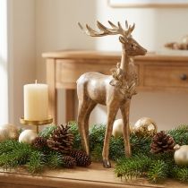 Article Figurine décorative de cerf à bois, à poser, décoration de Noël, 28 cm