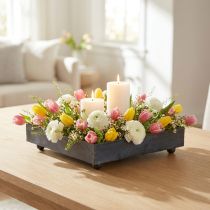 Article Plateau décoratif en métal noir gris délavé 15×15cm 2pcs