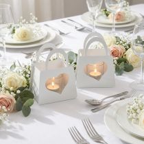 Article Sac décoratif en métal lanterne avec coeur blanc H18cm 2pcs