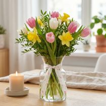 Article Ruban cadeau à motif tulipe, idéal pour les occasions spéciales et la décoration saisonnière, 2,5 cm de large, 18 m de long