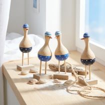 Article Mouettes décoratives maritimes en bois bleu bleu foncé H14cm 6 pcs