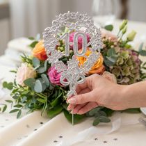 Article Anniversaire numéro 10 argent Ø8cm 10pcs