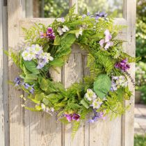 Article Couronne de fleurs artificielles avec couronne de vigne colorée H13cm Ø55cm