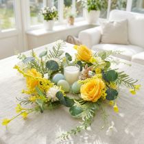 Article Couronne de fleurs artificielles Couronne de fleurs artificielles jaune blanc 42cm