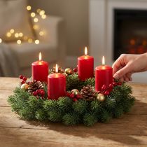 Article Couronne de sapin artificiel verte, Ø30 cm - Décoration de Noël, couronne de porte, couronne de l'Avent, décoration de table, facile d'entretien