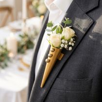 Article Épingle de mariage avec aimant, or mat 7cm