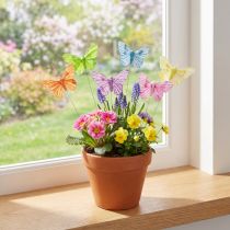 Article Papillons décoratifs sur fil plumes colorées 5,5×8cm 12 pcs
