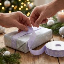 Article Ruban décoratif avec étoiles Ruban de Noël lilas 25 mm 18 m