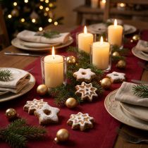 Article Biscuits décoratifs de Noël en forme d'étoile, 24 pièces, décorations de table festives, aspect sucre glace, étoiles décoratives en résine, environ 6 cm