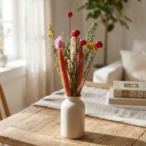 Article Bouquet décoratif de fleurs séchées, mélange de fleurs sauvages roses à composer soi-même, décoration de table créative, hauteur 30-35 cm