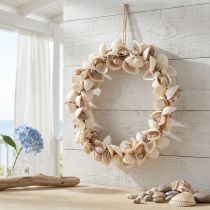 Article Couronne de coquillages décoration à suspendre décoration maritime Ø33cm 60cm