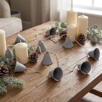 Article Guirlande décorative en jute avec 10 clochettes grises 185 cm