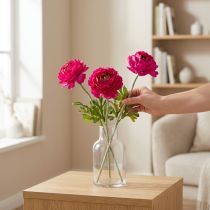 Article Renoncule artificielle en fleur unique pour une décoration intérieure intemporelle et polyvalente, 51 cm, lot de 3
