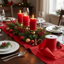 Article Chemin de table rouge crash 100 mm 15 m