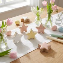 Article Décorations de Noël Étoiles bois Rose Blanc Jaune 3cm 9pcs