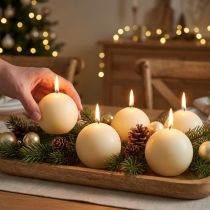 Article Bougies sphériques couleur crème, 60 mm, lot de 16, bougies de Noël, ambiance festive, label de qualité RAL