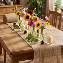 Article Chemin de table en jute, ruban de jute, bois naturel, 15 cm de large, 10 m de long