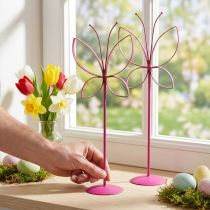Article Décoration Métal Papillon Printemps Fuchsia Doré H35cm 2 pcs