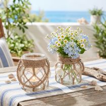 Article Coquillages décoratifs en verre macramé maritime Ø11cm H12,5cm 2pcs