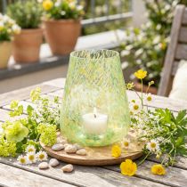 Article Photophore lanterne verre jaune vert Ø12cm H14,5cm