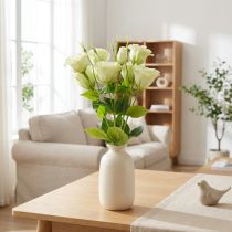 Article Fleurs artificielles Eustoma Lisianthus jaune vert 52cm 5 pcs