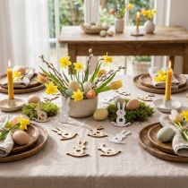 Article Lapin de décoration de Pâques à disperser en bois blanc, décoration à disperser naturelle Lapin de Pâques 96 pièces