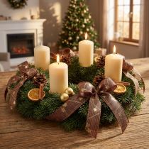 Article Ruban de Noël avec étoiles ruban décoratif marron doré 25mm 18m