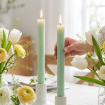 Article Bougies coniques de couleur unie vert clair 34mm x 300mm 4pcs