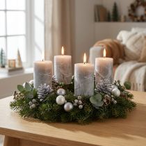 Article Bougies unies gris 60x100mm 4 pcs