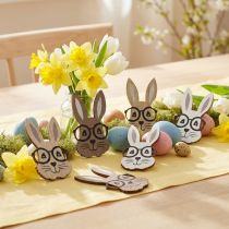 Article Décoration à disperser lapin en bois avec lunettes marron blanc 2,5×4,5cm 48 pcs
