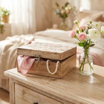 Article Boîte en bois avec couvercle boîte à bijoux boîte en bois 20×20×9.5cm