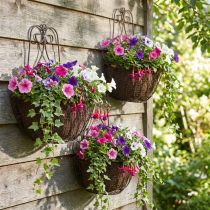 Article Panier suspendu plantes métal aspect rouille H30/33,5/40cm lot de 3
