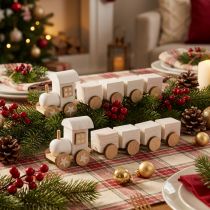 Article Train en bois déco Train de Noël blanc L20cm H6cm 2pcs